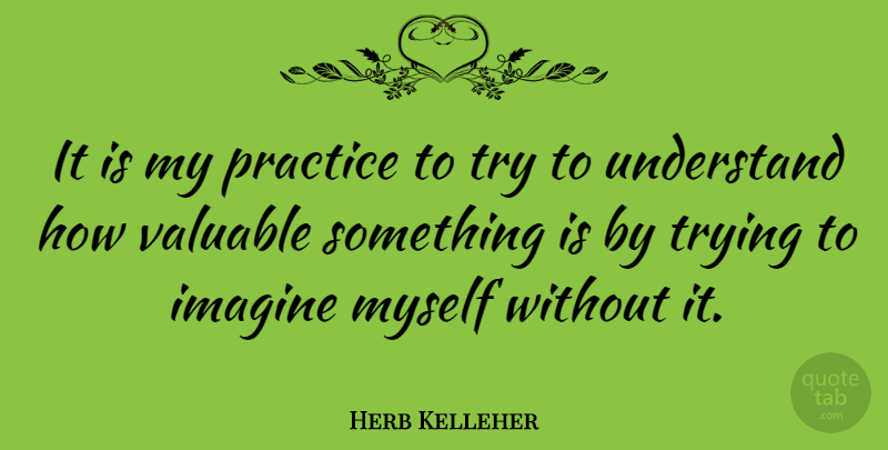 Herb Kelleher Quote About Practice, Trying, Imagine: It Is My Practice To...