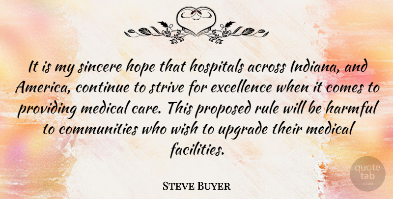Steve Buyer Quote About America, Community, Excellence: It Is My Sincere Hope...