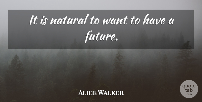 Alice Walker Quote About Want, Natural: It Is Natural To Want...