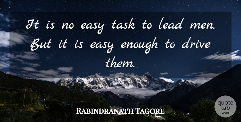 Rabindranath Tagore Quote About Men, Tasks, Enough: It Is No Easy Task...