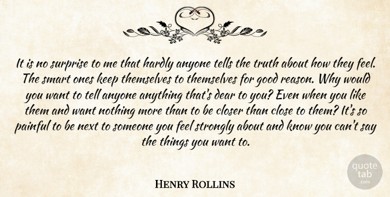 Henry Rollins Quote About Anyone, Closer, Dear, Feelings, Good: It Is No Surprise To...