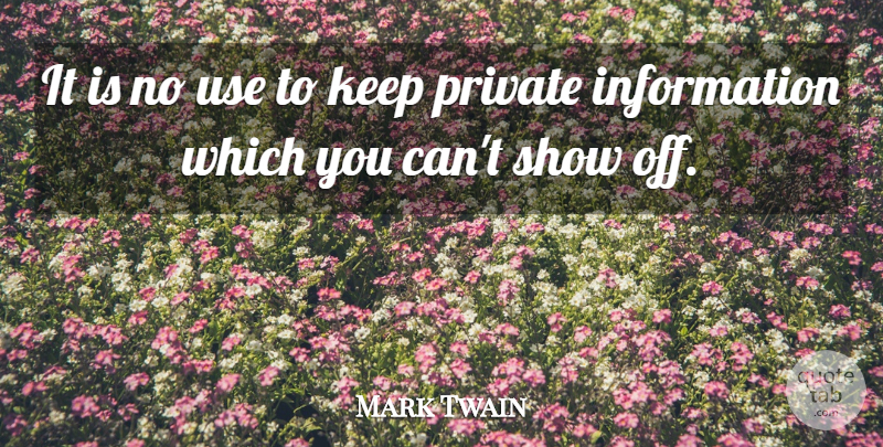 Mark Twain Quote About Writing, Use, Information: It Is No Use To...