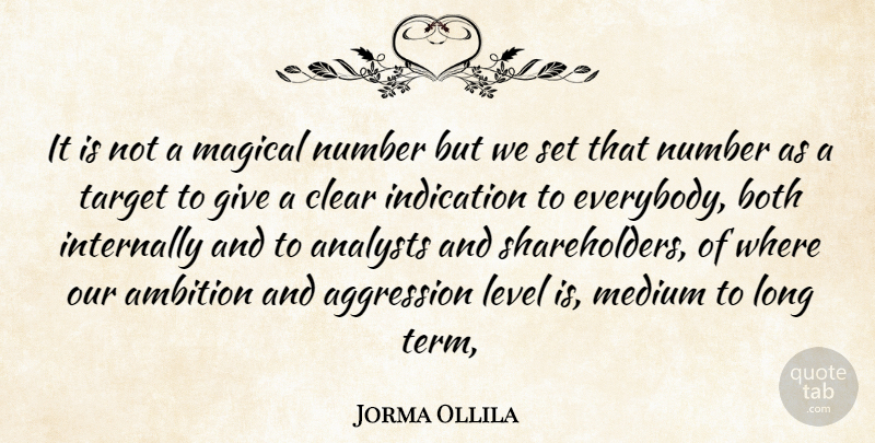 Jorma Ollila Quote About Aggression, Ambition, Both, Clear, Indication: It Is Not A Magical...