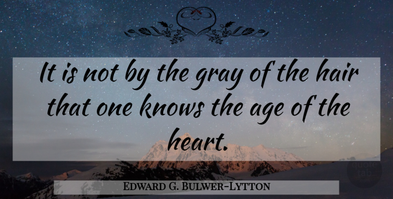 Edward G. Bulwer-Lytton Quote About Age, Gray, Knows: It Is Not By The...