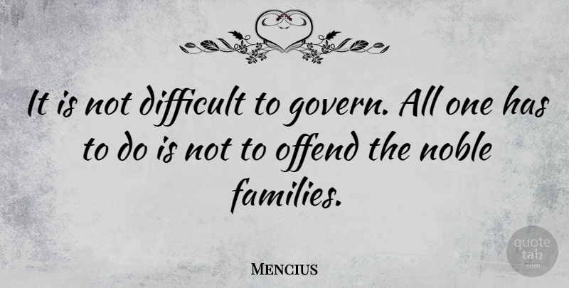 Mencius Quote About Noble, Authority, Difficult: It Is Not Difficult To...