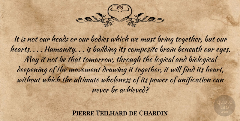 Pierre Teilhard de Chardin Quote About Eye, Heart, Drawing: It Is Not Our Heads...