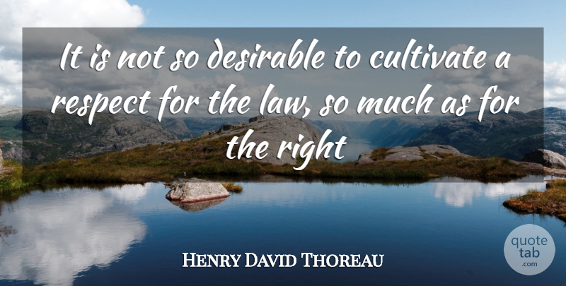 Henry David Thoreau Quote About Cultivate, Desirable, Respect: It Is Not So Desirable...
