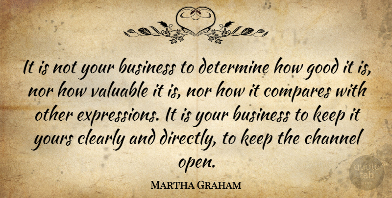 Martha Graham Quote About Expression, Unrest, Vitality: It Is Not Your Business...