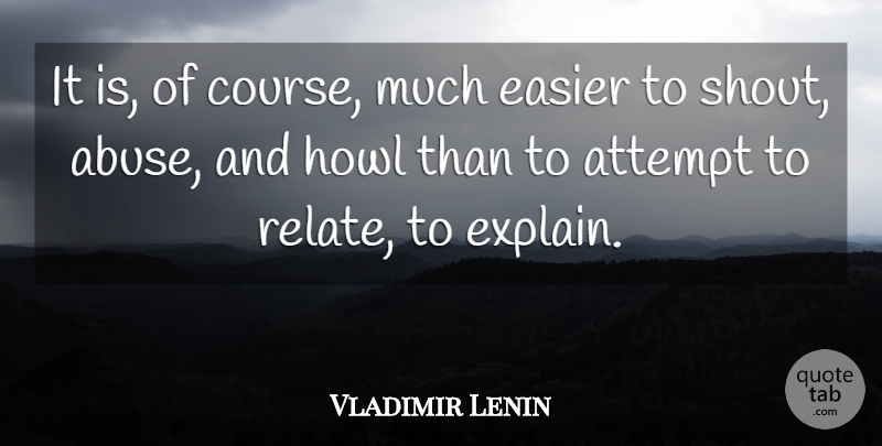 Vladimir Lenin Quote About Abuse, Easier, Howl: It Is Of Course Much...