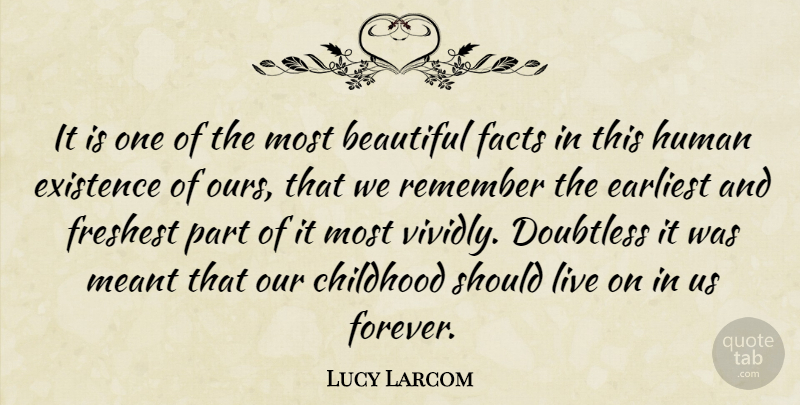 Lucy Larcom Quote About Beautiful, Childhood, Forever: It Is One Of The...