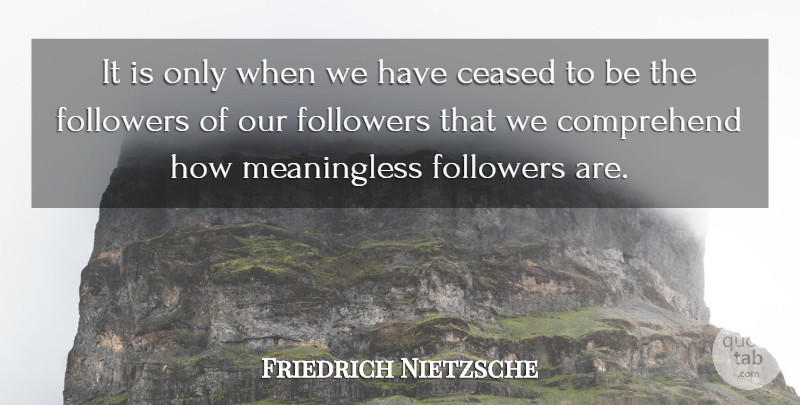 Friedrich Nietzsche Quote About Followers, Meaningless: It Is Only When We...