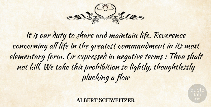 Albert Schweitzer Quote About Concerning, Duty, Elementary, Expressed, Flow: It Is Our Duty To...