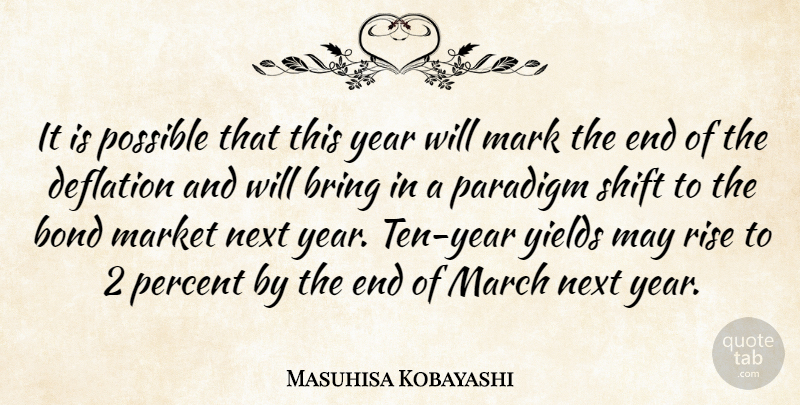 Masuhisa Kobayashi Quote About Bond, Bring, Deflation, March, Mark: It Is Possible That This...