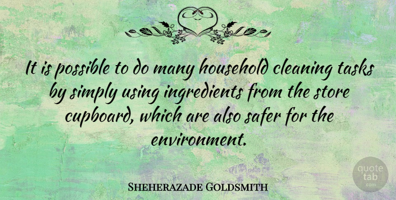 Sheherazade Goldsmith Quote About Household, Safer, Store, Tasks, Using: It Is Possible To Do...