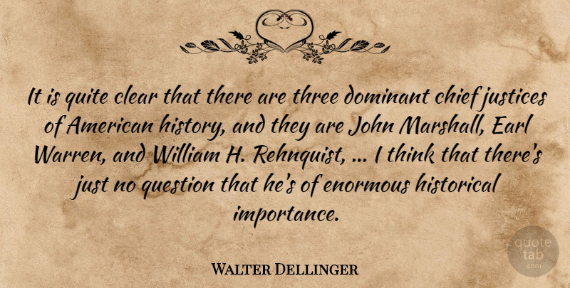 Walter Dellinger Quote About Chief, Clear, Dominant, Enormous, Historical: It Is Quite Clear That...