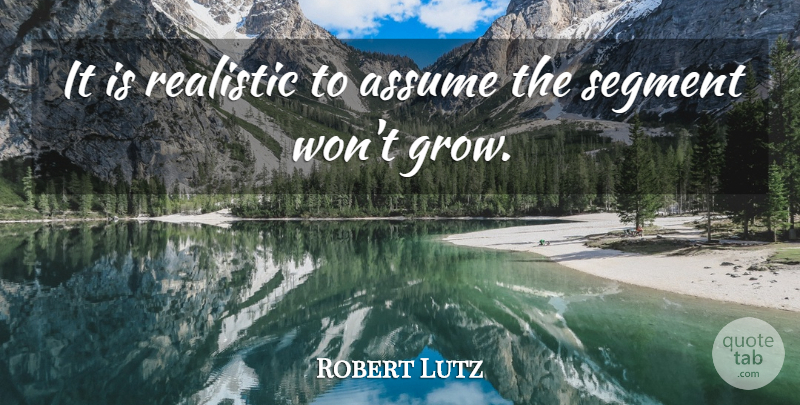 Robert Lutz Quote About Assume, Realistic, Segment: It Is Realistic To Assume...