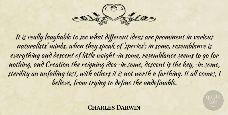 Charles Darwin Quote About Believe, Resemblance Is, Ideas: It Is Really Laughable To...