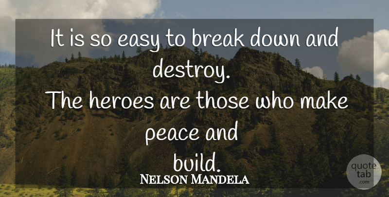 Nelson Mandela Quote About Hero, Down And, Breaking Down: It Is So Easy To...