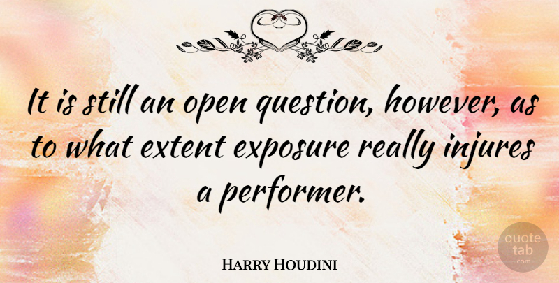 Harry Houdini Quote About Exposure, Stills, Performers: It Is Still An Open...