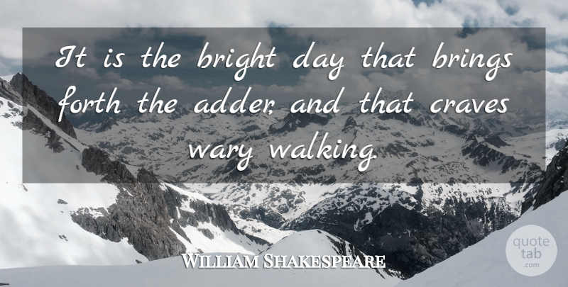 William Shakespeare Quote About Adders, Crave, Bright Days: It Is The Bright Day...