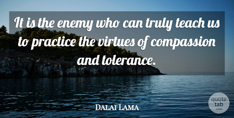 Dalai Lama Quote About Compassion, Practice, Tolerance: It Is The Enemy Who...