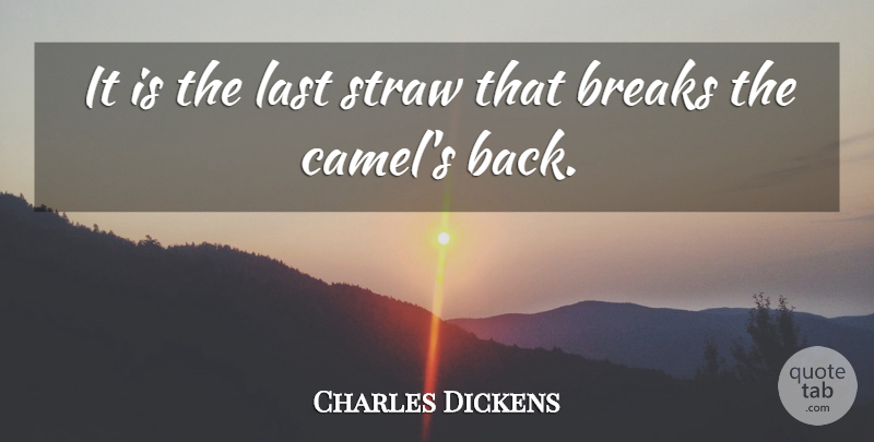 Charles Dickens Quote About Adversity, Lasts, Camels: It Is The Last Straw...