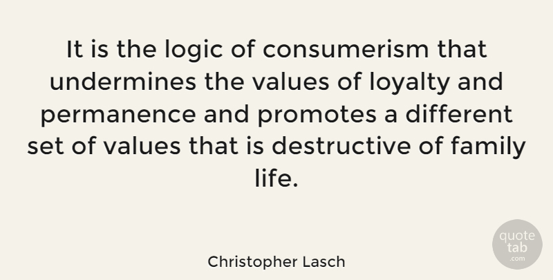 Christopher Lasch Quote About Loyalty, Different, Logic: It Is The Logic Of...