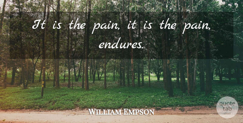 William Empson Quote About Pain: It Is The Pain It...