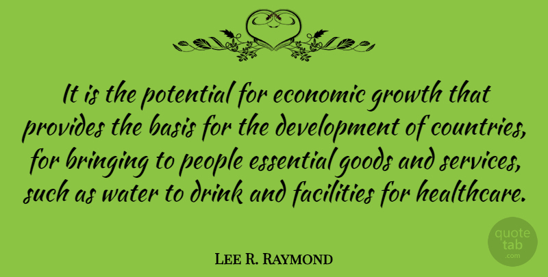 Lee R. Raymond Quote About Country, Water, People: It Is The Potential For...