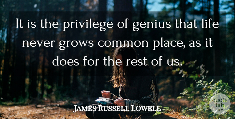James Russell Lowell Quote About Literature, Privilege, Doe: It Is The Privilege Of...