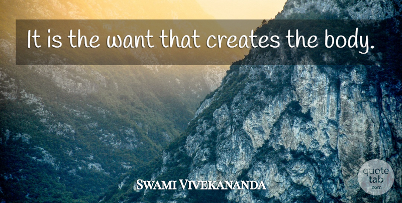 Swami Vivekananda Quote About Body, Want, Human Body: It Is The Want That...