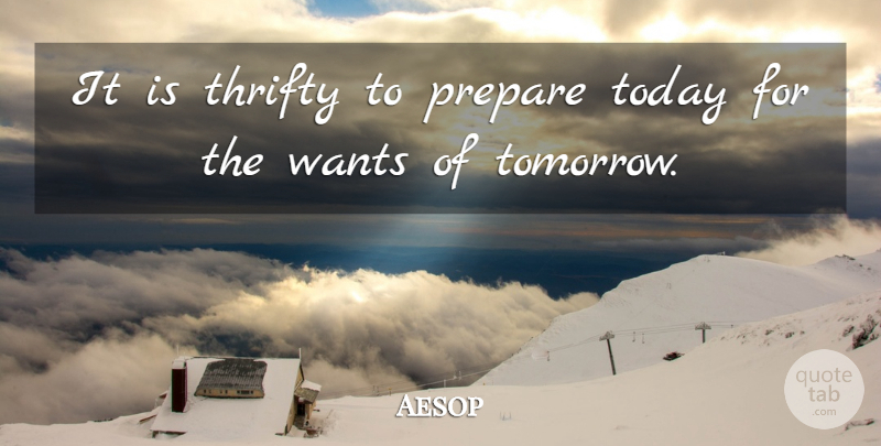 Aesop Quote About Wisdom, Preparation, Debt: It Is Thrifty To Prepare...