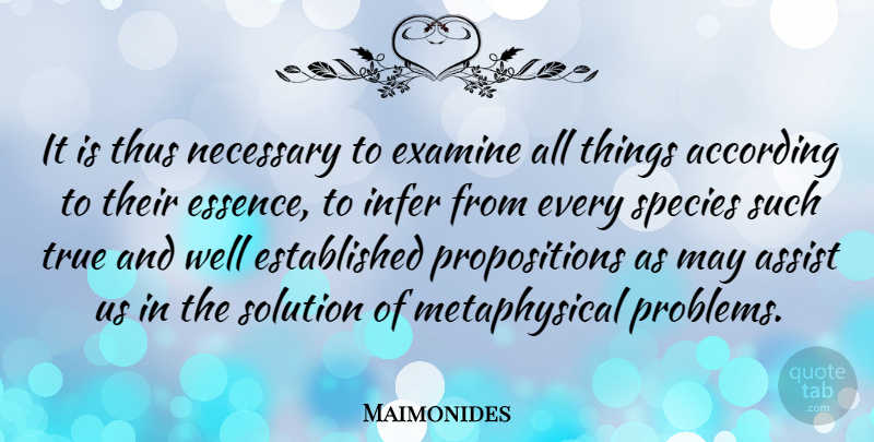 Maimonides Quote About Essence, May, Problem: It Is Thus Necessary To...