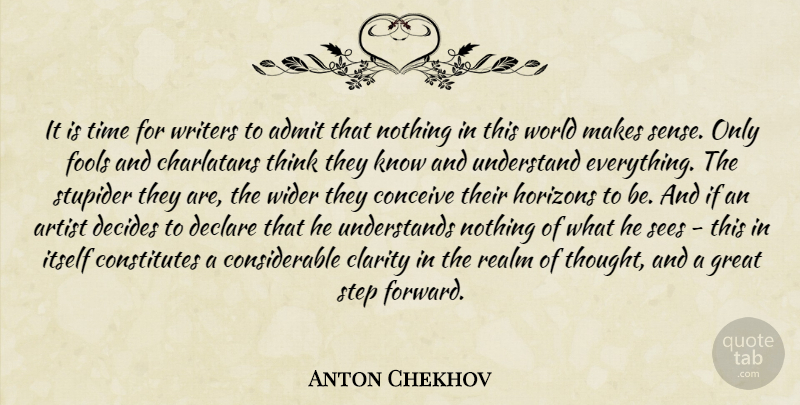 Anton Chekhov Quote About Time, Thinking, Artist: It Is Time For Writers...