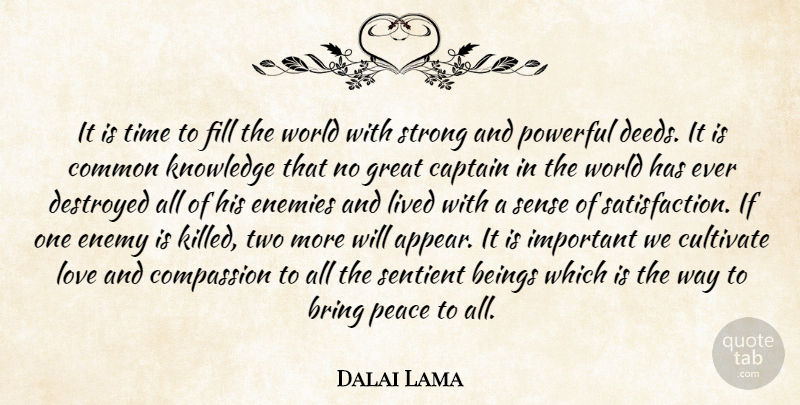 Dalai Lama Quote About Strong, Powerful, Compassion: It Is Time To Fill...