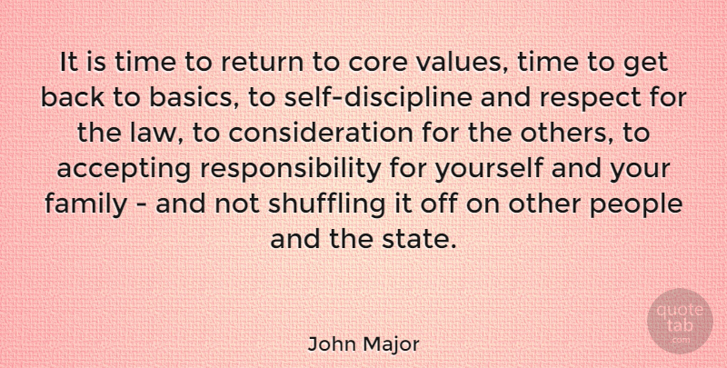 John Major Quote About Accepting, Core, Family, People, Respect: It Is Time To Return...