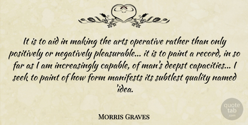 Morris Graves Quote About Art, Men, Ideas: It Is To Aid In...