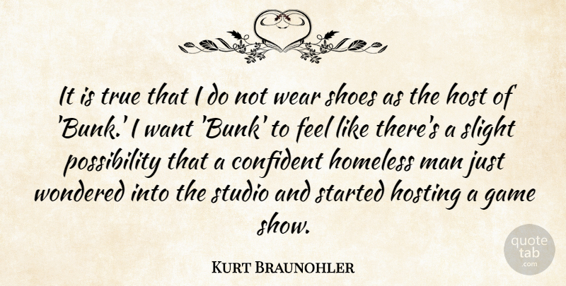 Kurt Braunohler Quote About Confident, Host, Hosting, Man, Slight: It Is True That I...