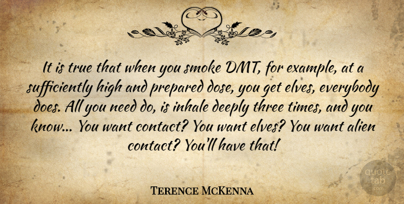 Terence McKenna Quote About Dmt, Three, Needs: It Is True That When...