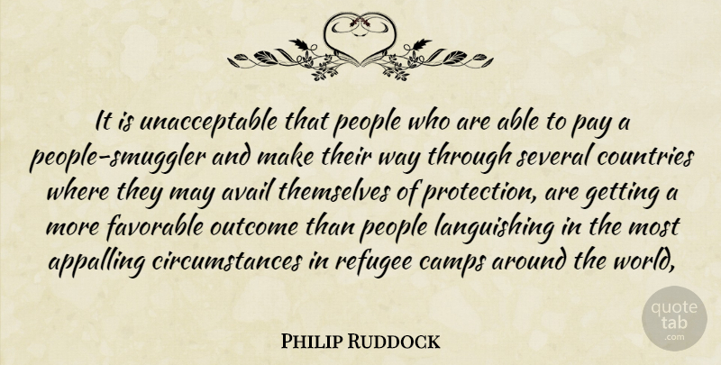 Philip Ruddock Quote About Appalling, Avail, Camps, Countries, Favorable: It Is Unacceptable That People...