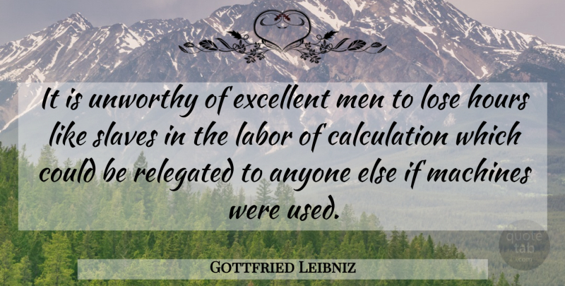 Gottfried Leibniz Quote About Science, Men, Machines: It Is Unworthy Of Excellent...
