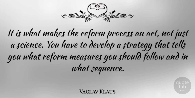 Vaclav Klaus Quote About Art, Reform, Strategy: It Is What Makes The...