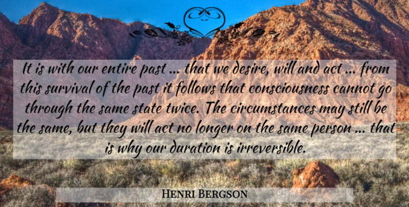 Henri Bergson Quote About Past, Survival, Desire: It Is With Our Entire...