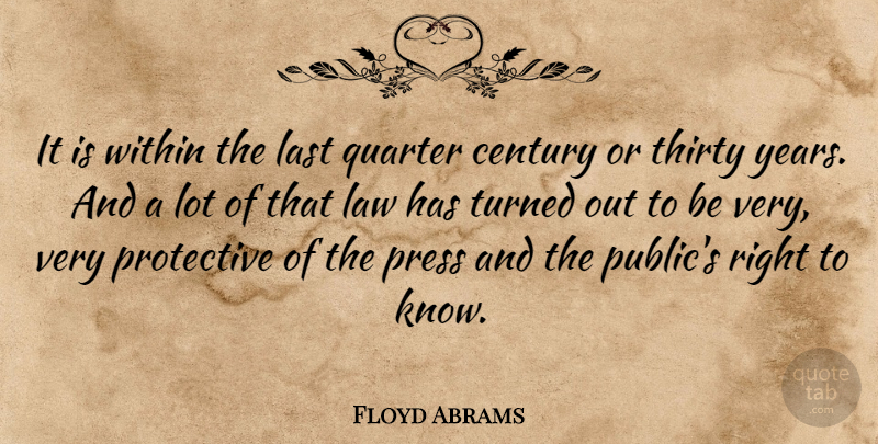 Floyd Abrams Quote About Years, Law, Lasts: It Is Within The Last...