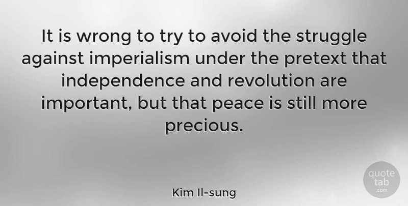 Kim Il-sung Quote About Struggle, Independence, Important: It Is Wrong To Try...