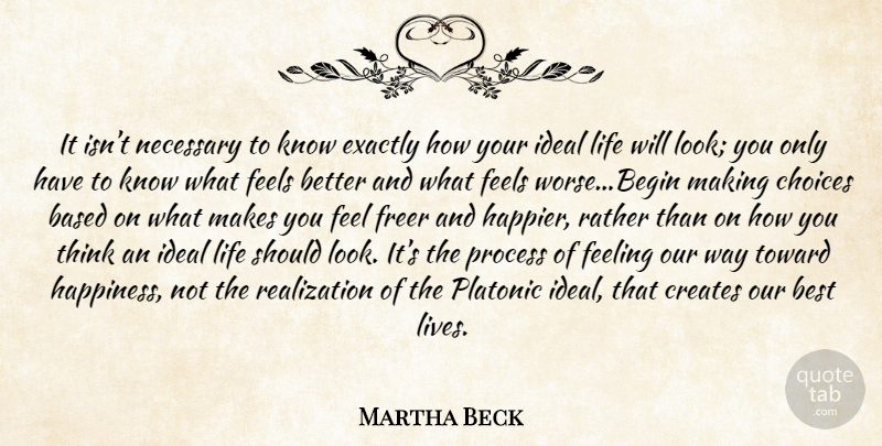Martha Beck Quote About Feel Better, Thinking, Choices: It Isnt Necessary To Know...