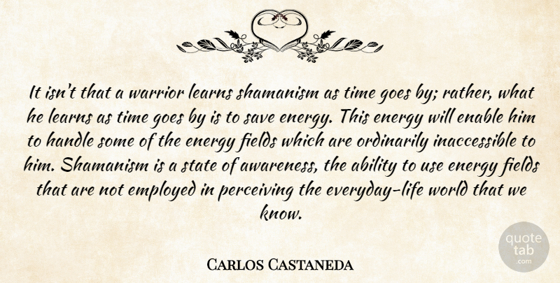 Carlos Castaneda Quote About Warrior, Everyday, Energy Fields: It Isnt That A Warrior...