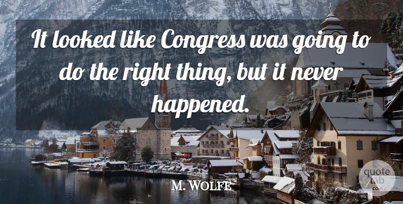 M. Wolfe Quote About Congress, Looked: It Looked Like Congress Was...