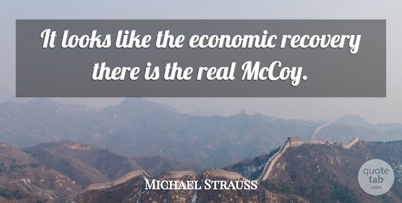 Michael Strauss Quote About Economic, Looks, Recovery: It Looks Like The Economic...