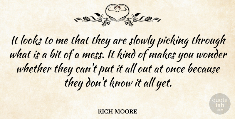 Rich Moore Quote About Bit, Looks, Picking, Slowly, Whether: It Looks To Me That...